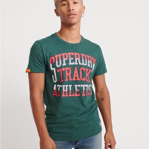 Superdry Other - Superdry Green and Red Track Athletics Tee